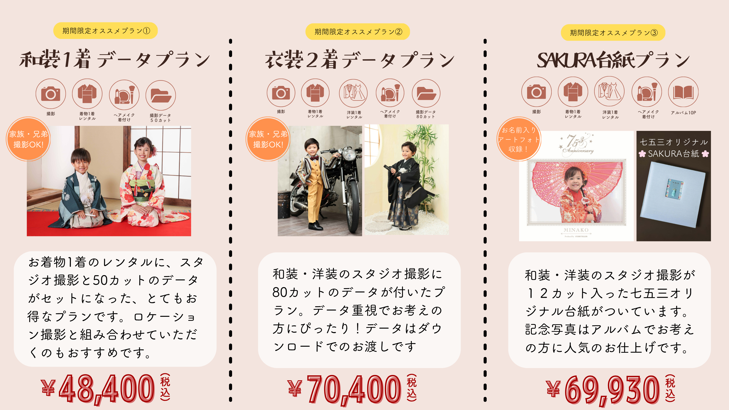 2025年七五三の特別商品の案内