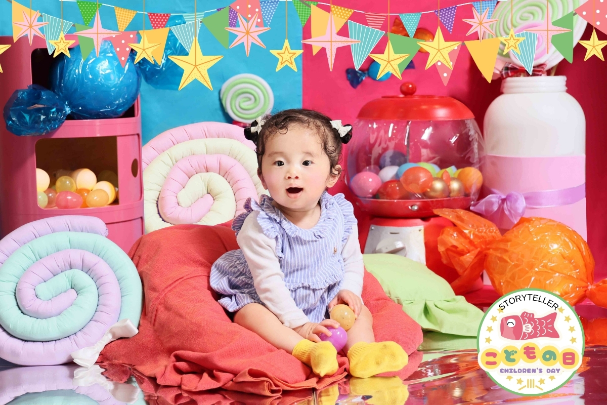 大阪市城東区のストーリーテラーでベビーフォトを撮影する様子